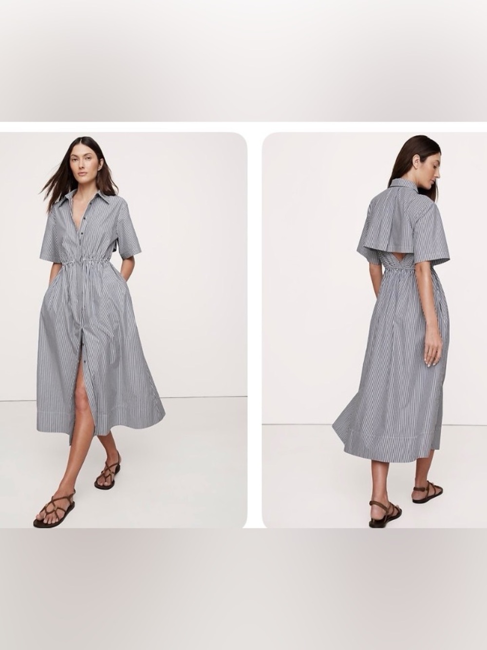 NWT XL Banana Republic Cotton Poplin Open Back Shirt Dress